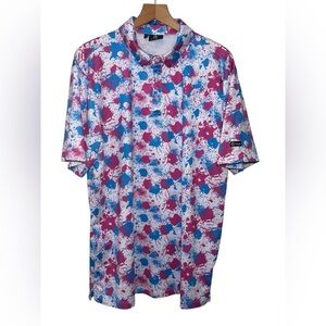 Greenside Golf Splash Camo Short Sleeve Polo Shirt, pink and blue. Men’ XL